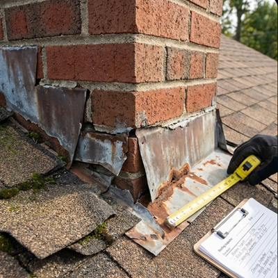 Chimney flashing detail